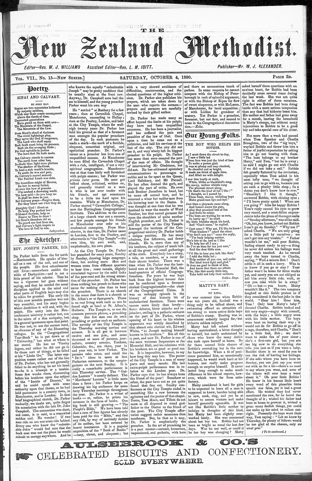 The New Zealand Methodist Times: 4th October 1890