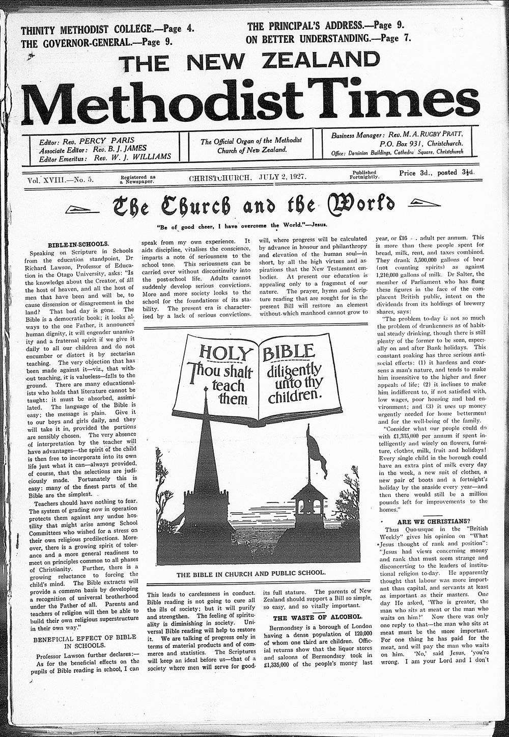 The New Zealand Methodist Times: 2nd July 1927