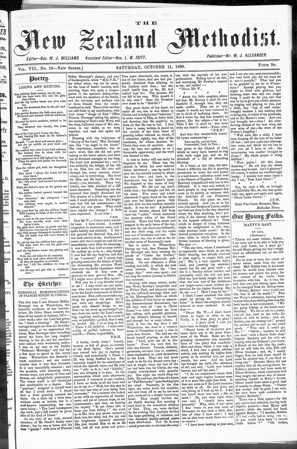 The New Zealand Methodist Times: 11th October 1890