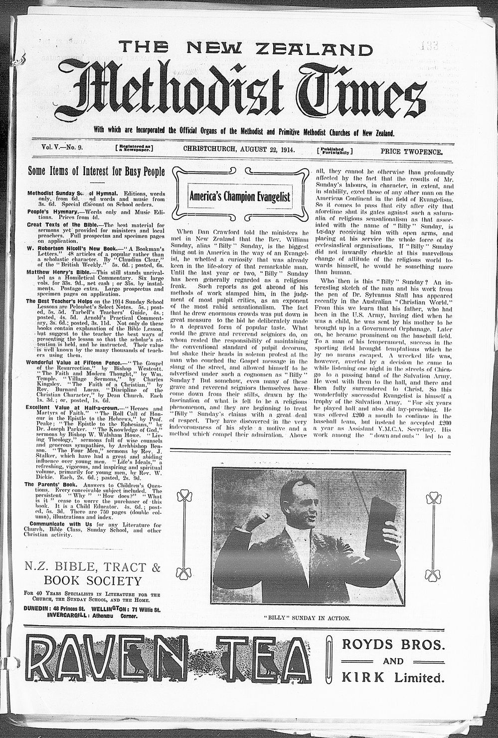 The New Zealand Methodist Times: 22nd August 1914