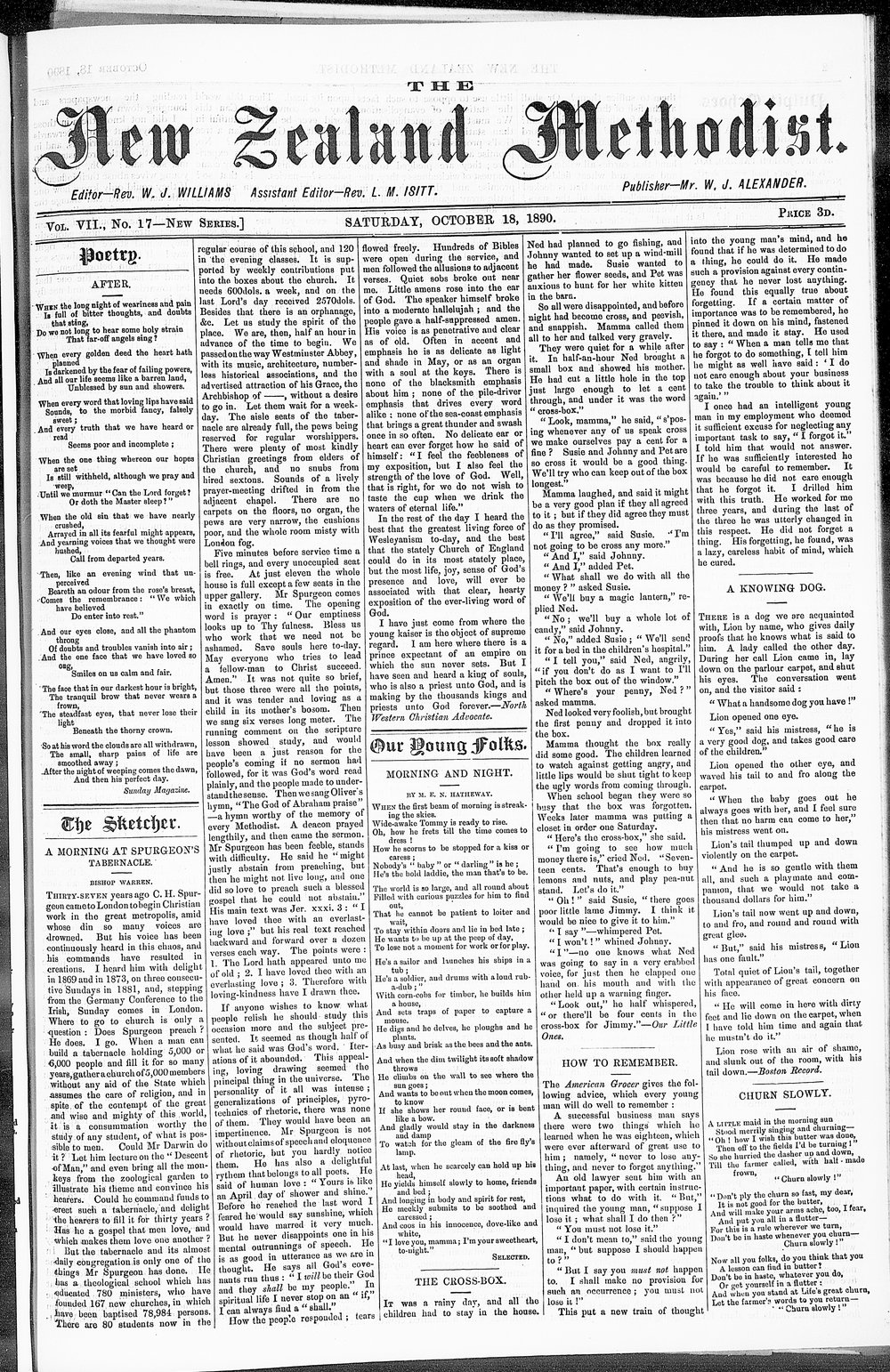 The New Zealand Methodist Times: 18th October 1890
