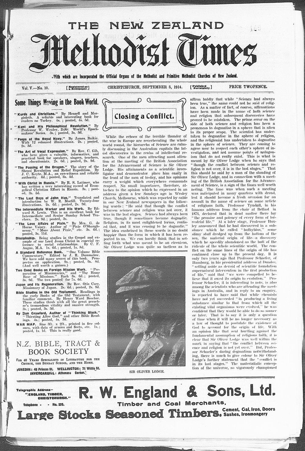 The New Zealand Methodist Times: 5th September 1914