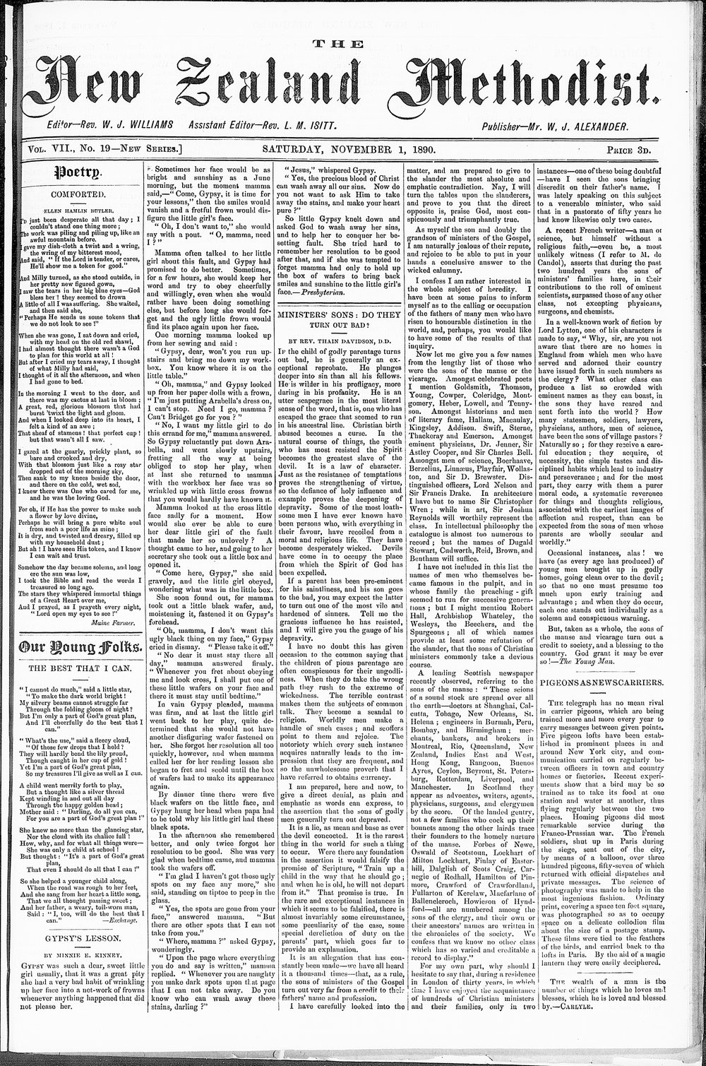 The New Zealand Methodist Times: 1st November 1890