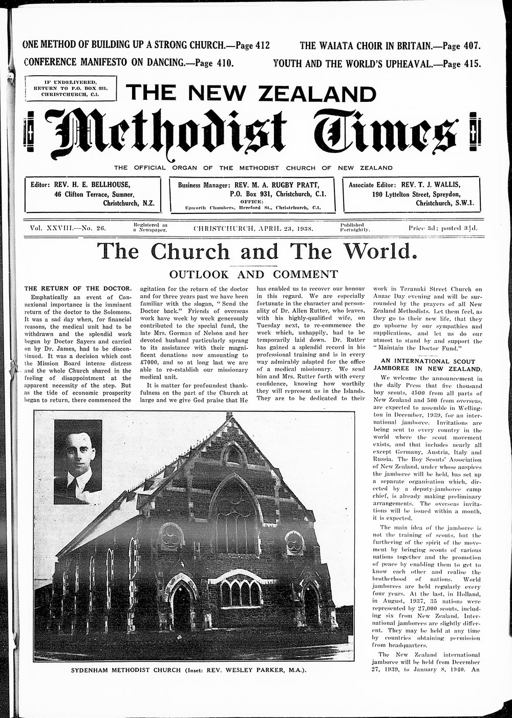 The New Zealand Methodist Times: 23rd April 1938