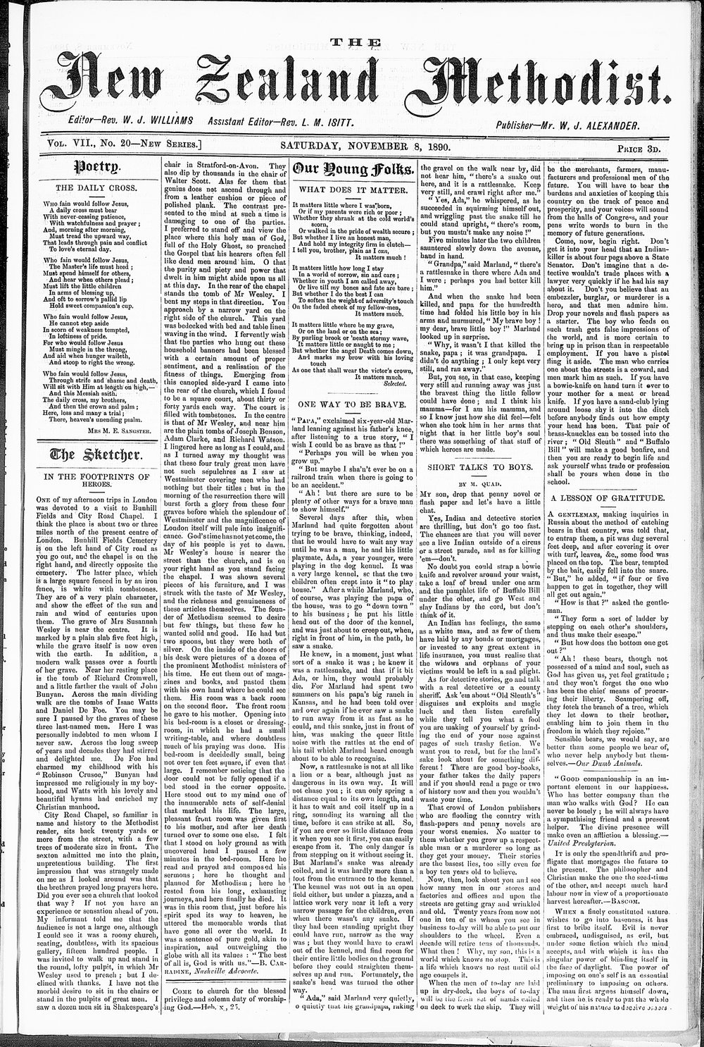 The New Zealand Methodist Times: 8th November 1890