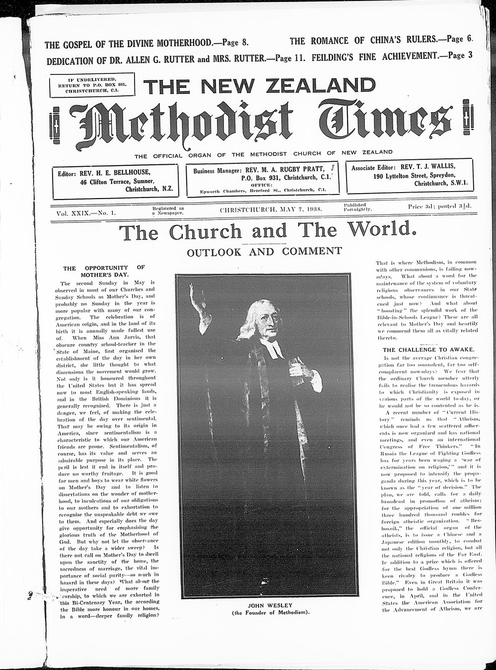 The New Zealand Methodist Times: 7th May 1938