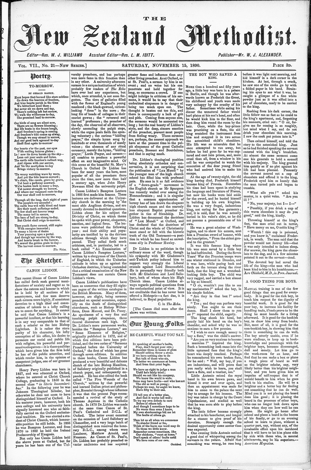 The New Zealand Methodist Times: 15th November 1890