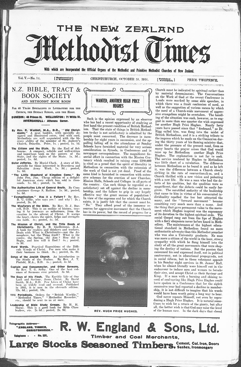 The New Zealand Methodist Times: 31st October 1914