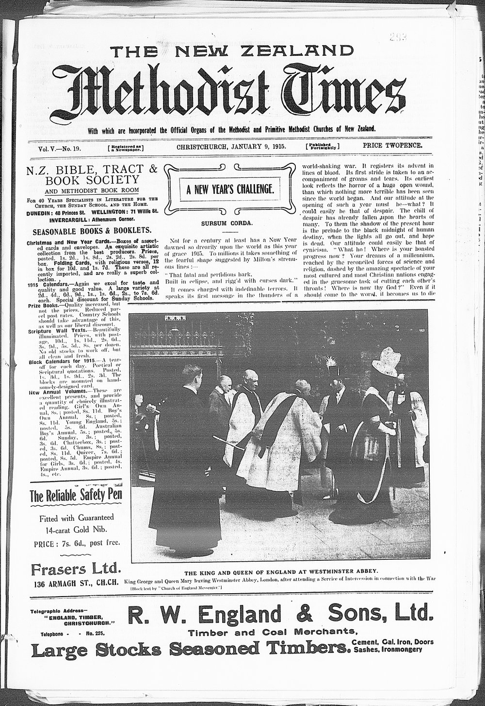 The New Zealand Methodist Times: 9th January 1915