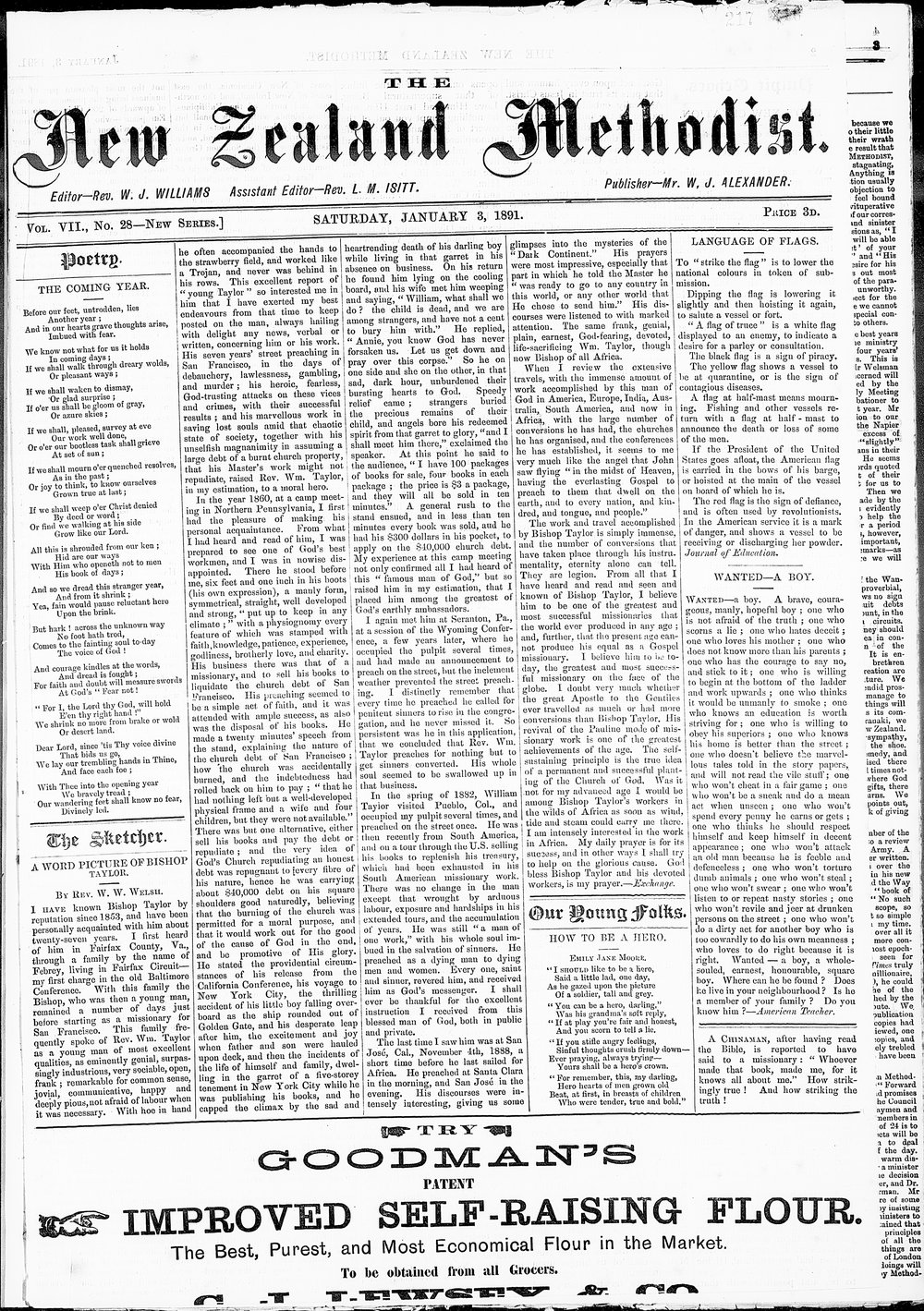 The New Zealand Methodist Times: 3rd January 1891