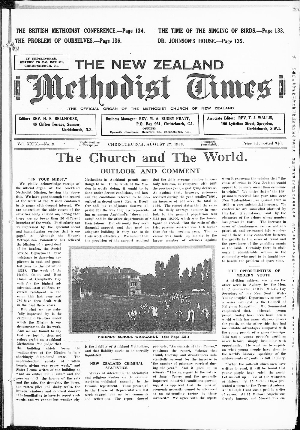 The New Zealand Methodist Times: 27th August 1938