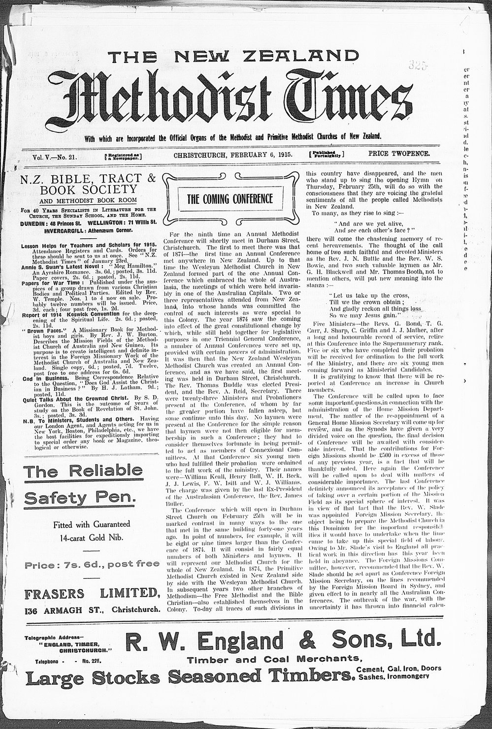 The New Zealand Methodist Times: 6th February 1915