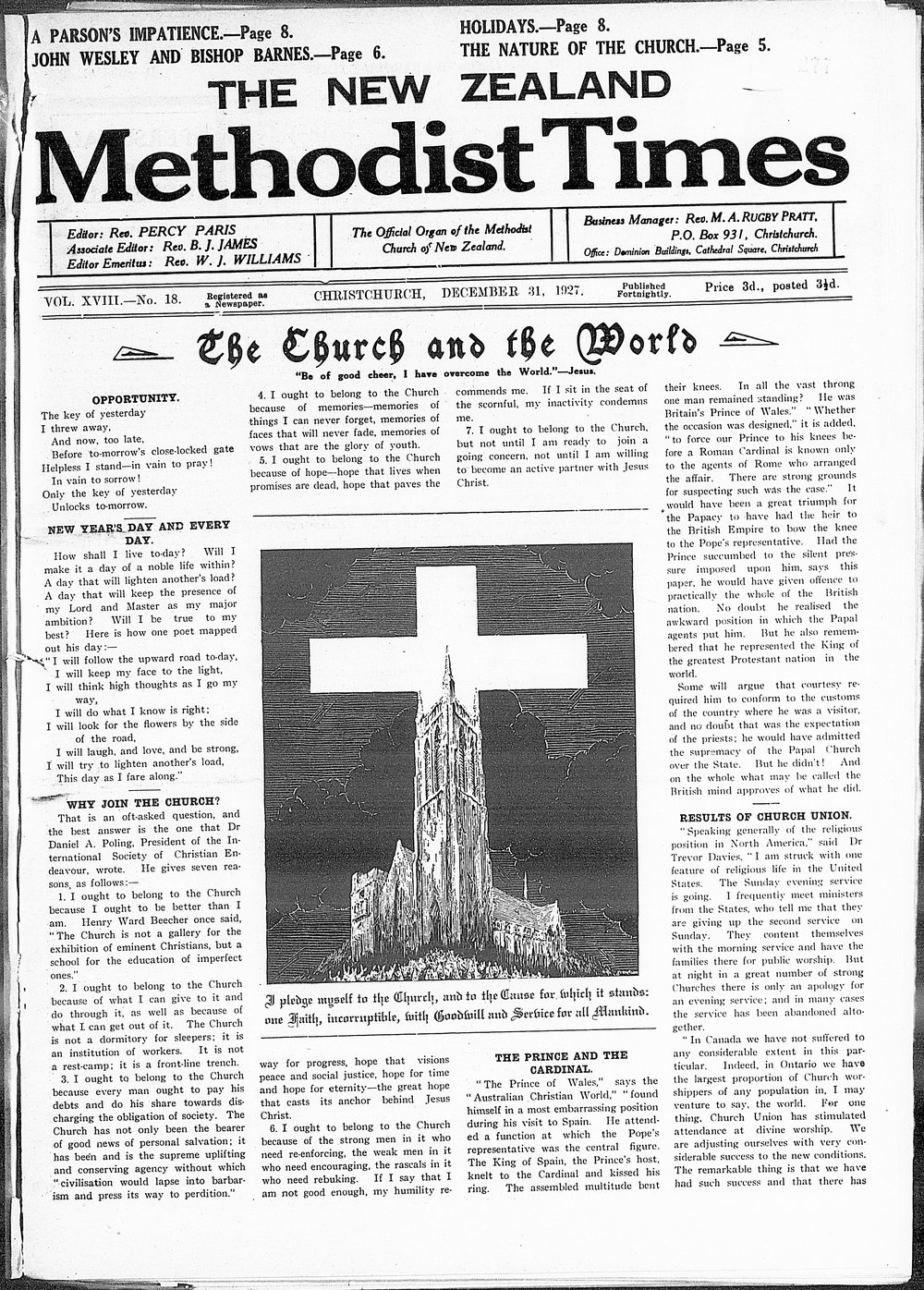 The New Zealand Methodist Times: 31st December 1927