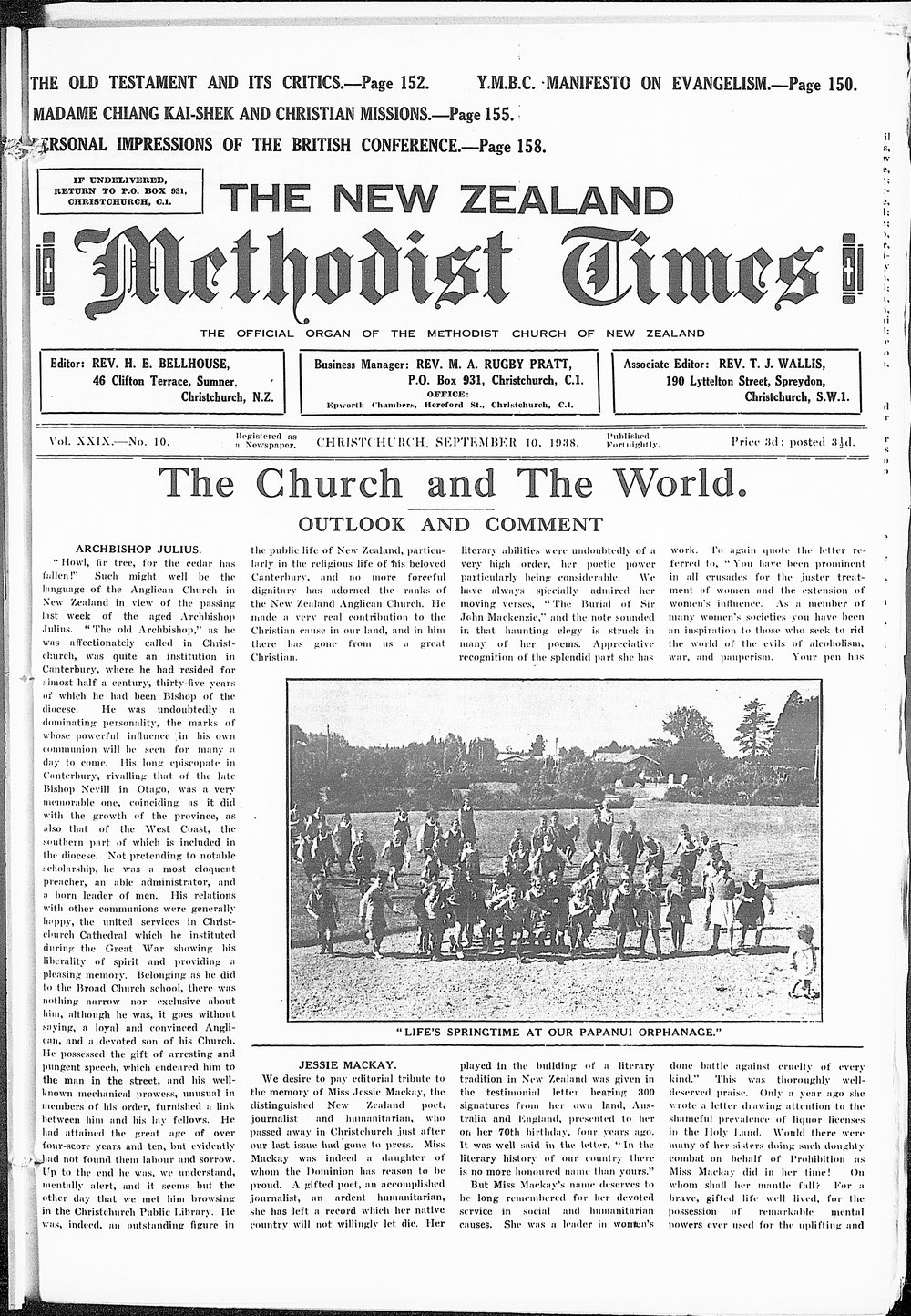 The New Zealand Methodist Times: 10th September 1938