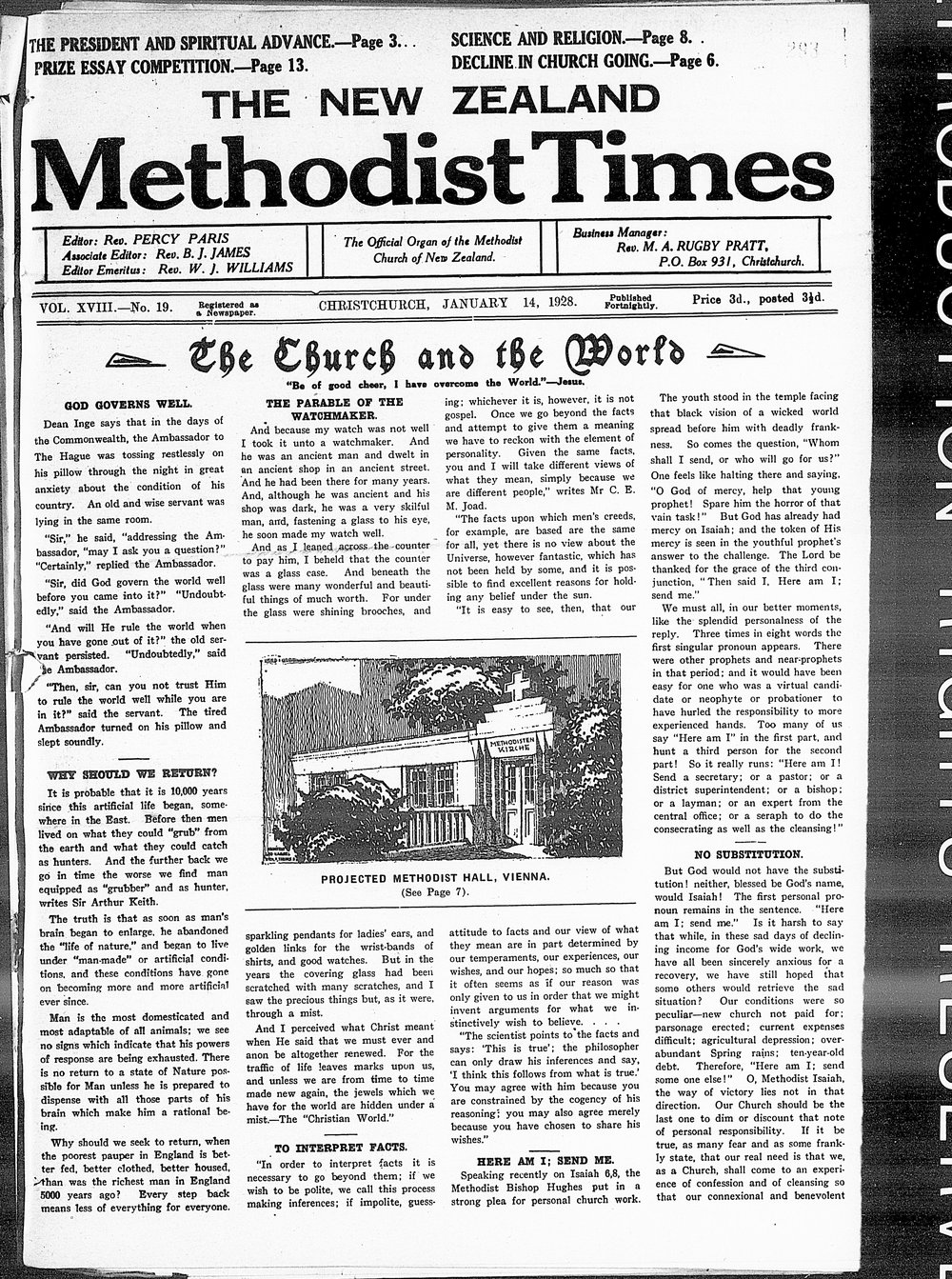 The New Zealand Methodist Times: 14th January 1928