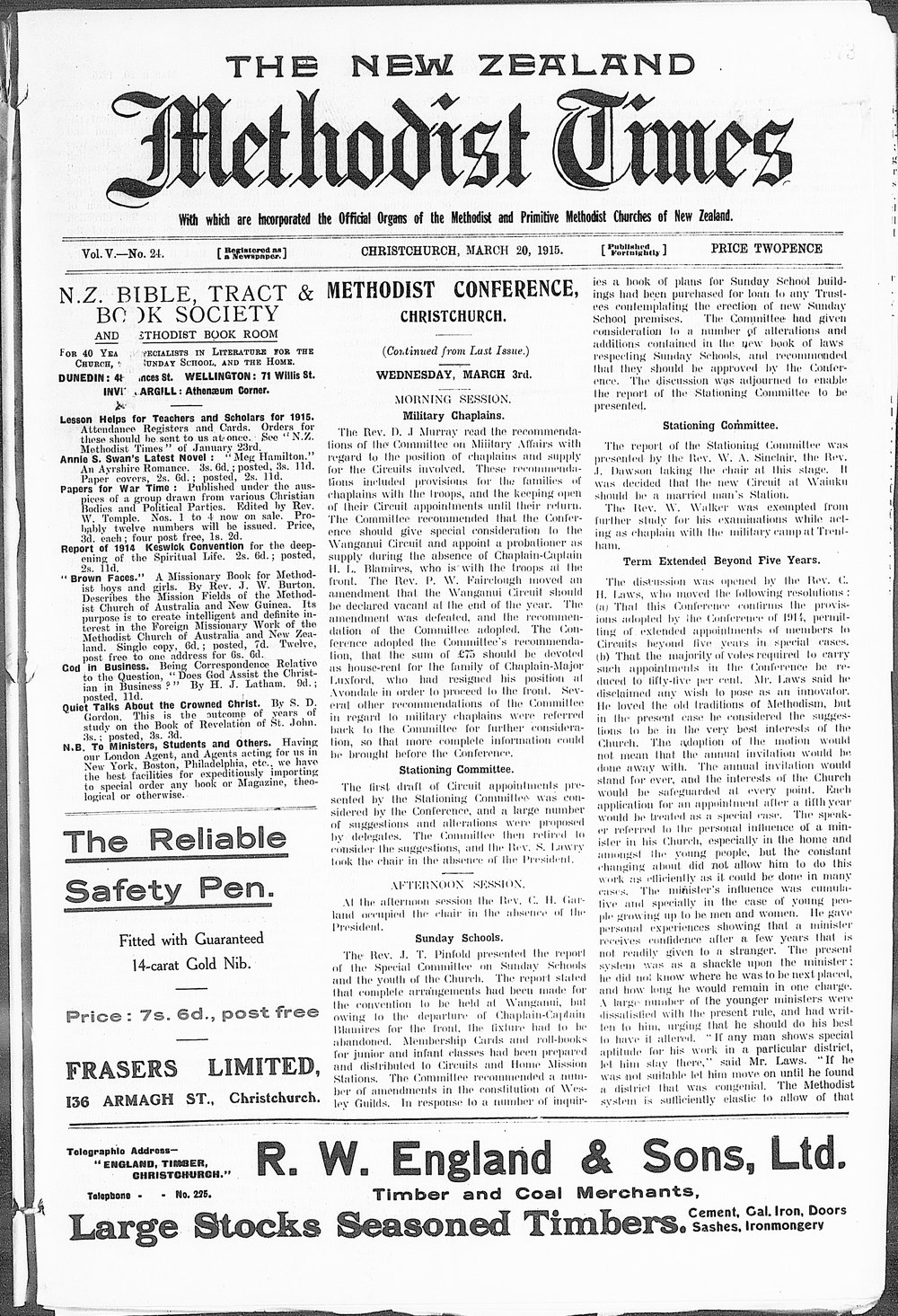 The New Zealand Methodist Times: 20th March 1915