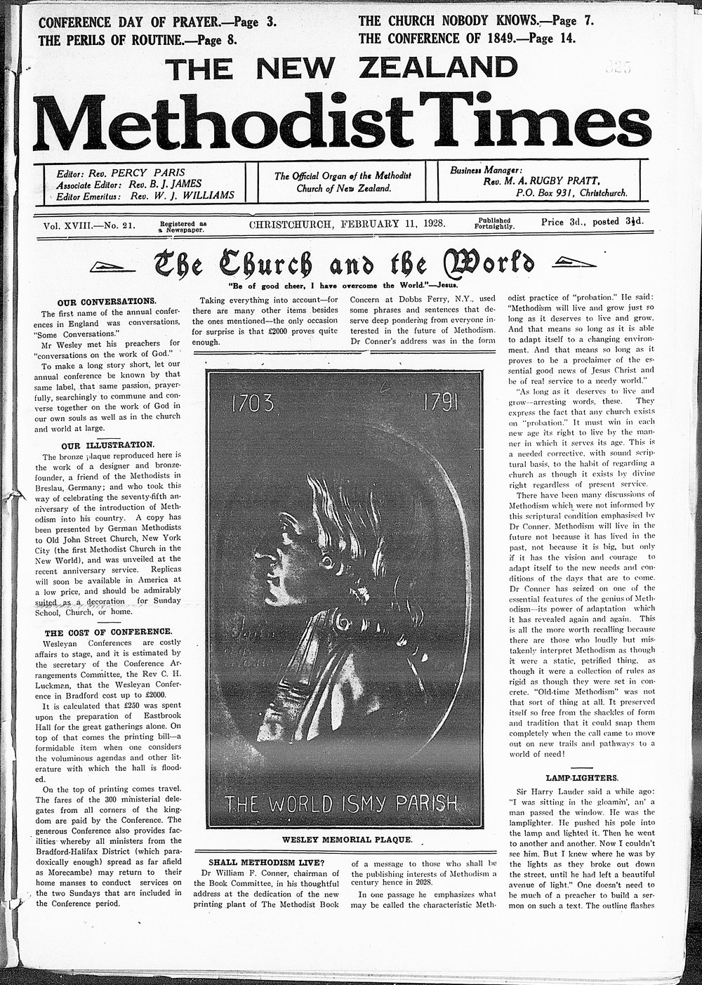 The New Zealand Methodist Times: 11th February 1928