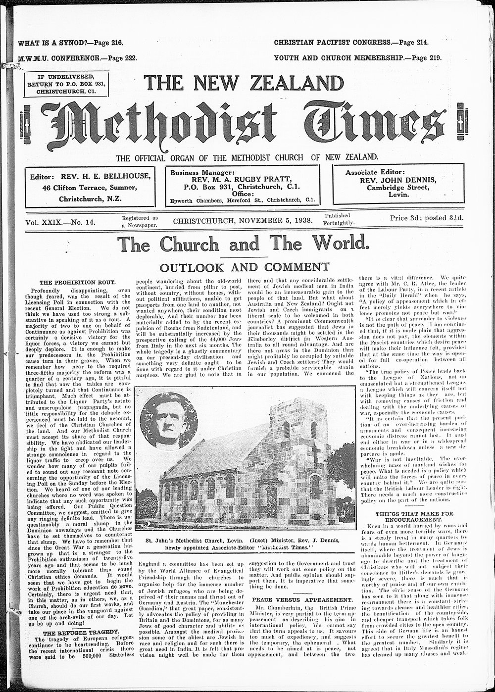 The New Zealand Methodist Times: 5th November 1938