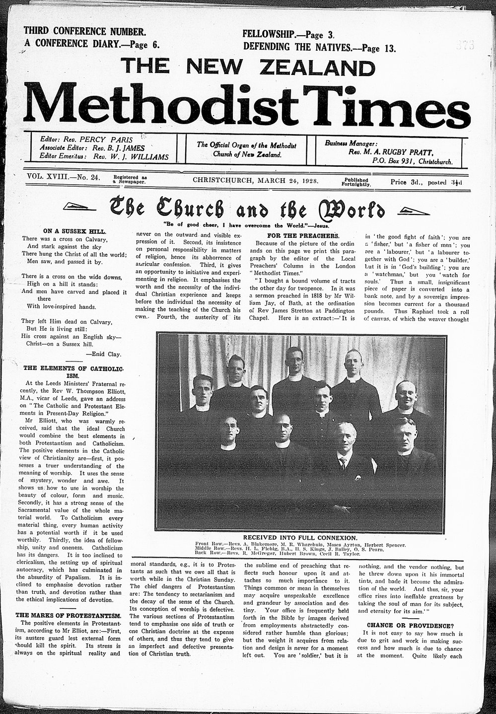 The New Zealand Methodist Times: 24th March 1928