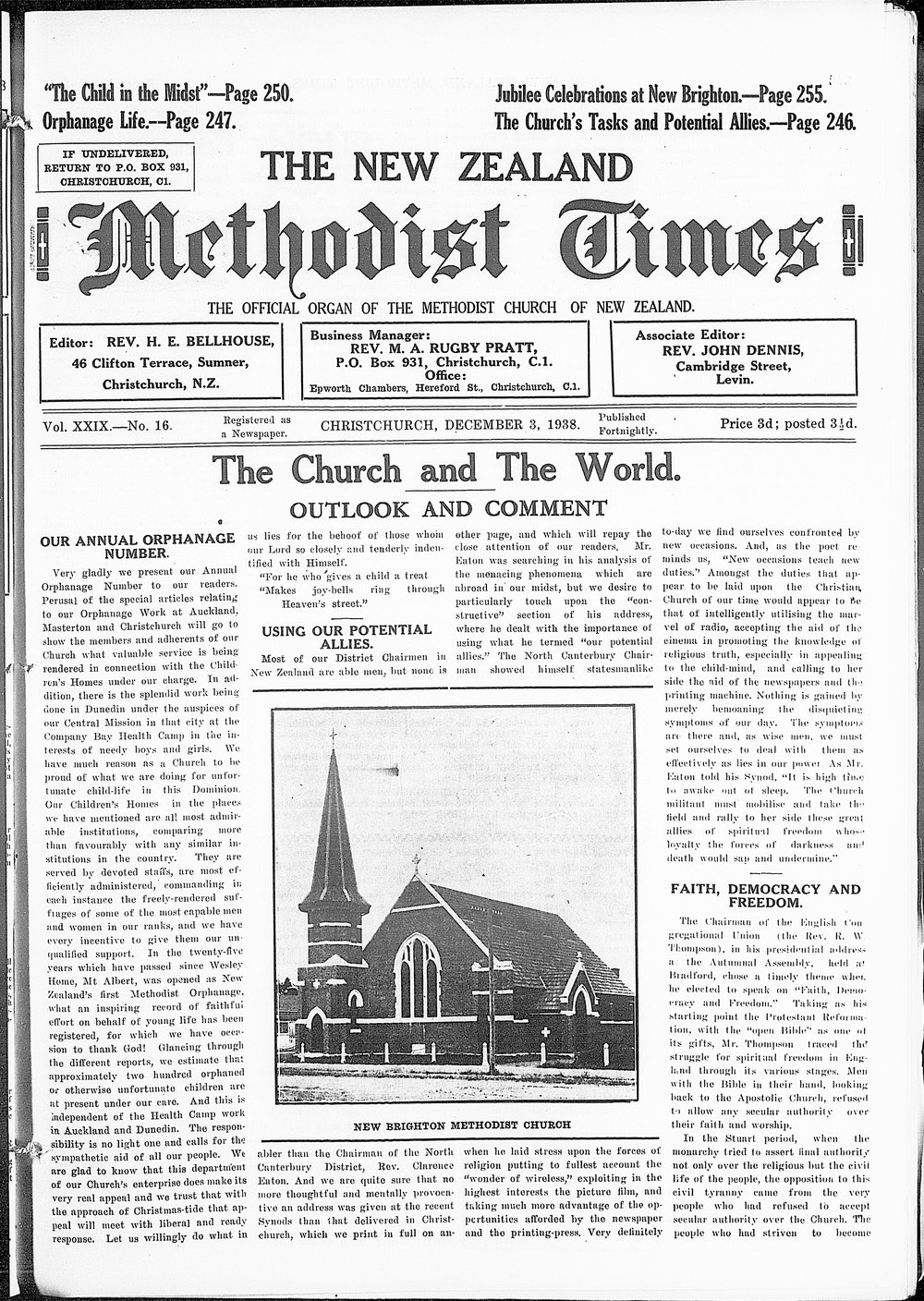 The New Zealand Methodist Times: 3rd December 1938