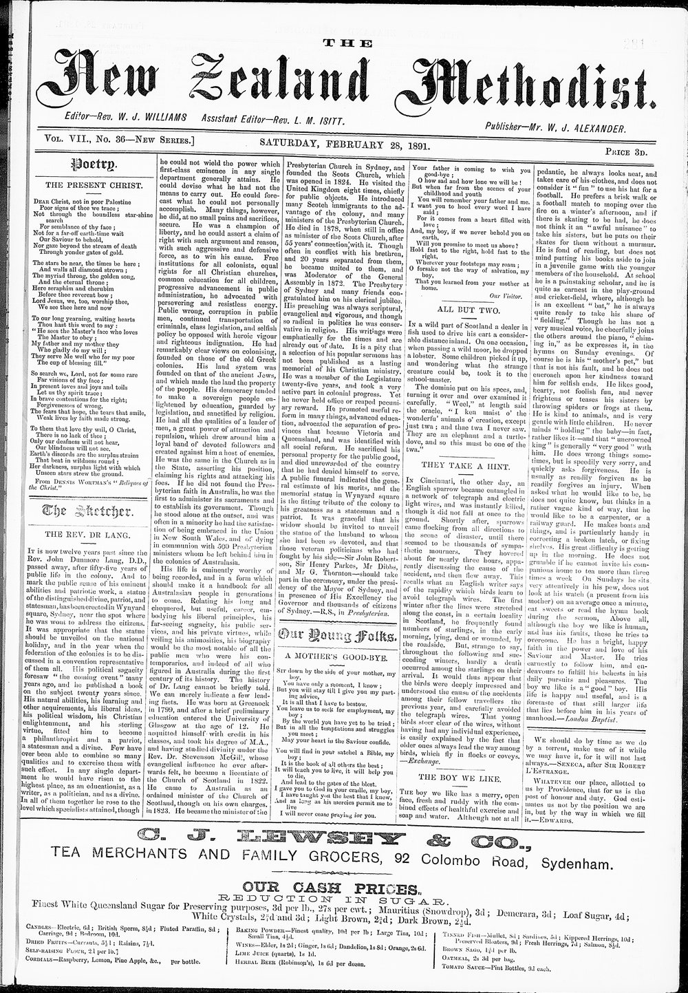 The New Zealand Methodist Times: 28th February 1891