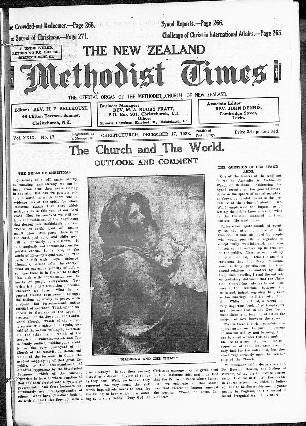 The New Zealand Methodist Times: 17th December 1938