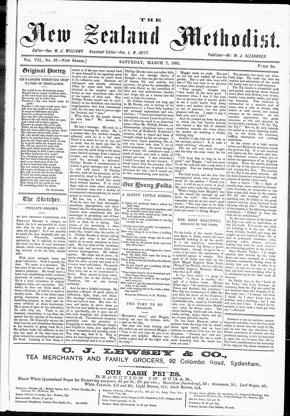The New Zealand Methodist Times: 7th March 1891