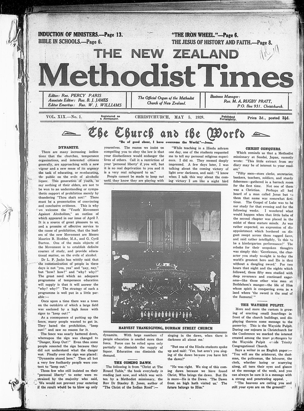 The New Zealand Methodist Times: 5th May 1928