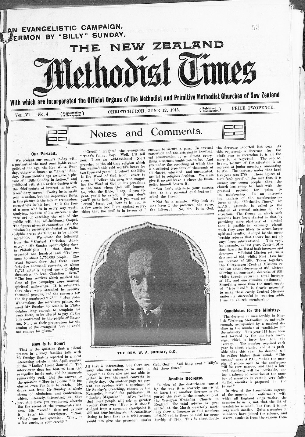 The New Zealand Methodist Times: 12th June 1915