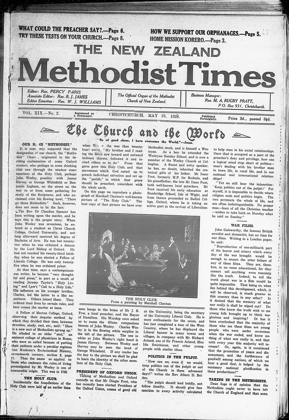 The New Zealand Methodist Times: 19th May 1928