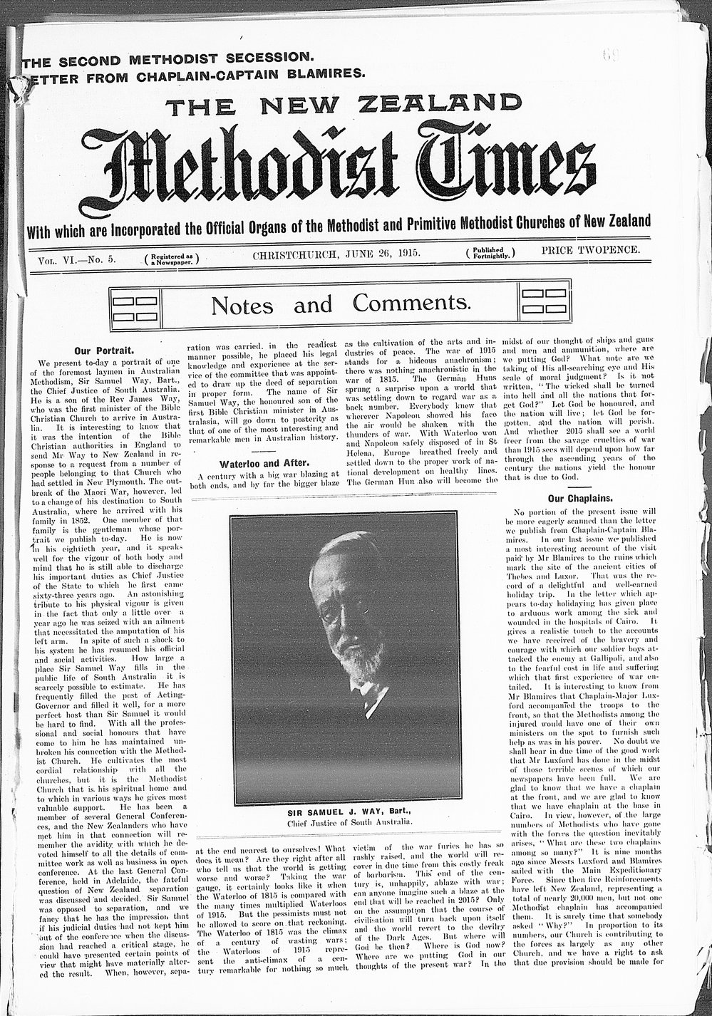 The New Zealand Methodist Times: 26th June 1915