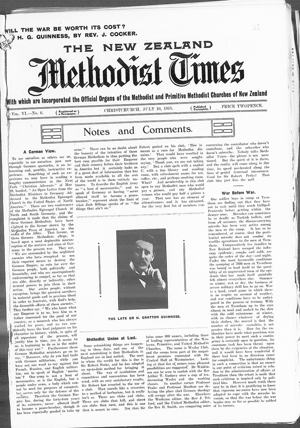 The New Zealand Methodist Times: 10th July 1915