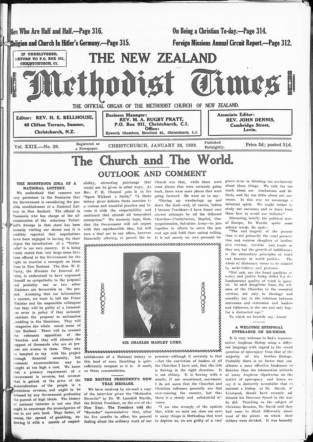 The New Zealand Methodist Times: 28th January 1939