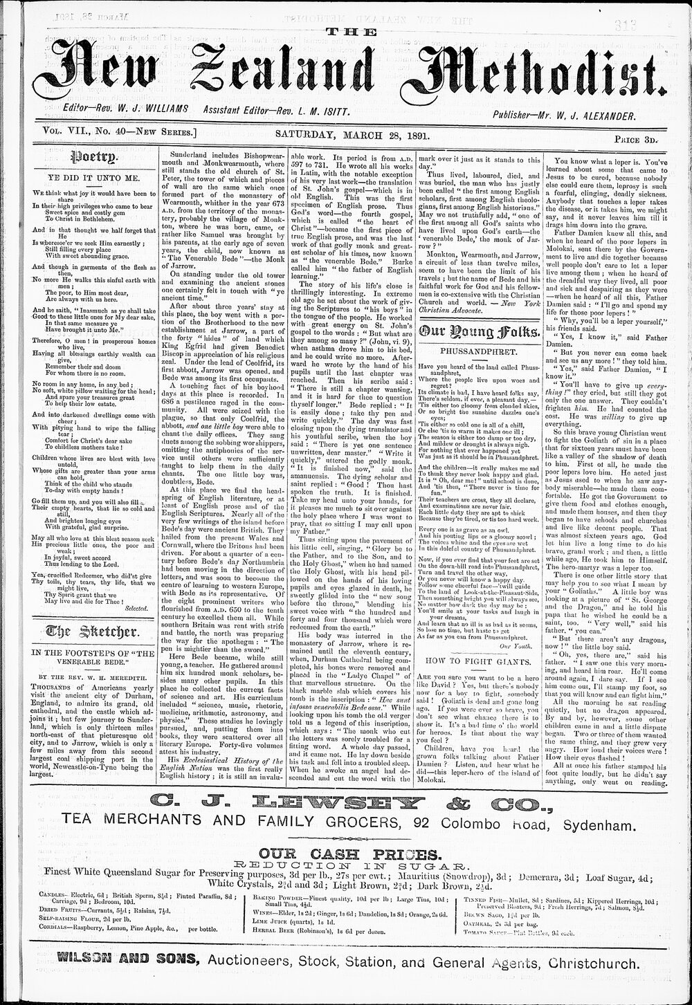 The New Zealand Methodist Times: 28th March 1891