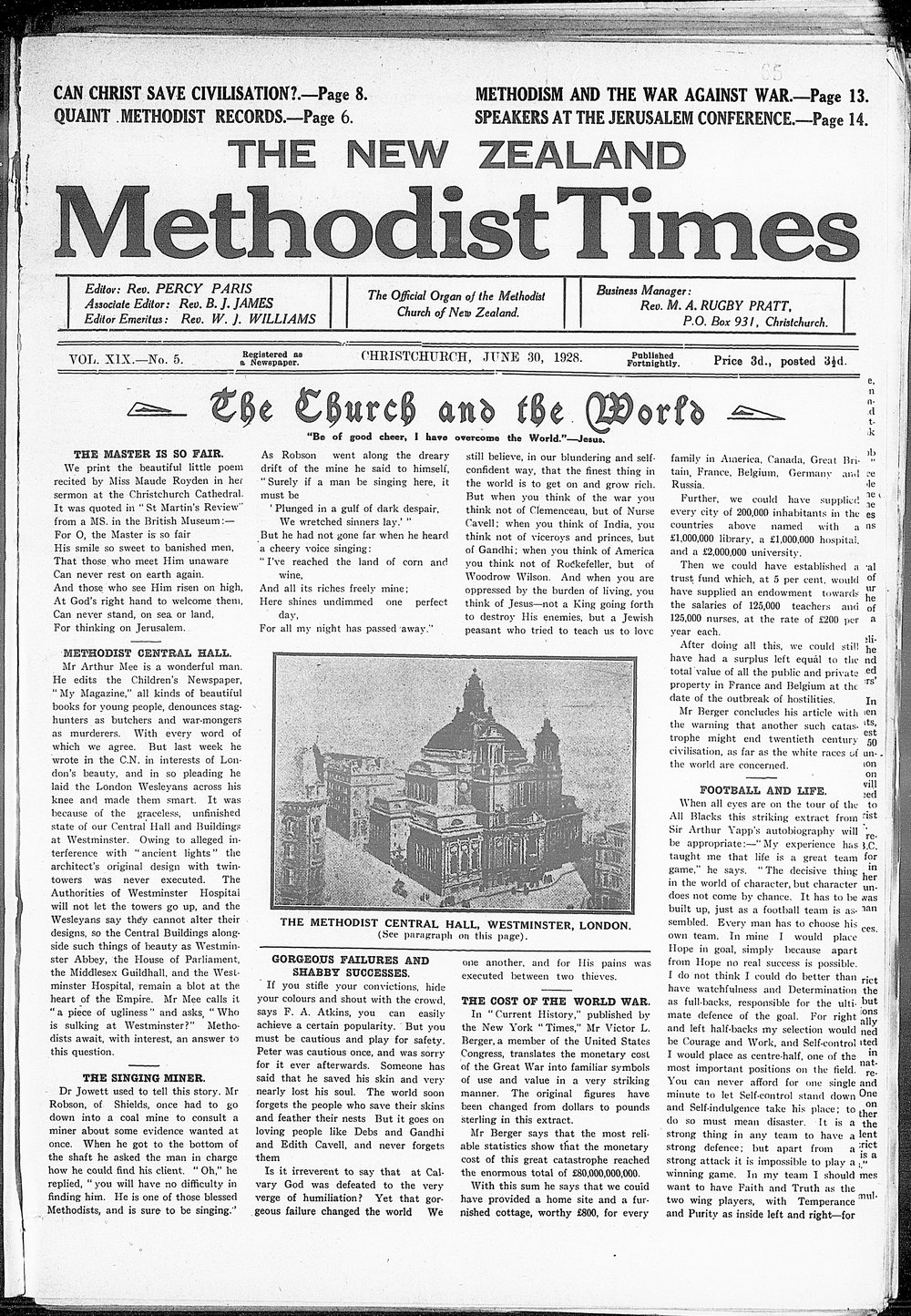 The New Zealand Methodist Times: 30th June 1928