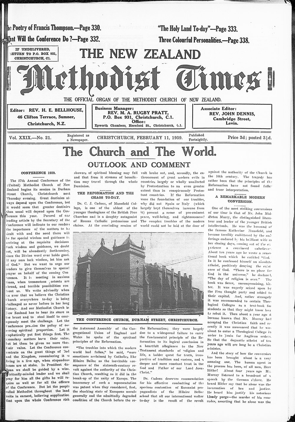 The New Zealand Methodist Times: 11th February 1939