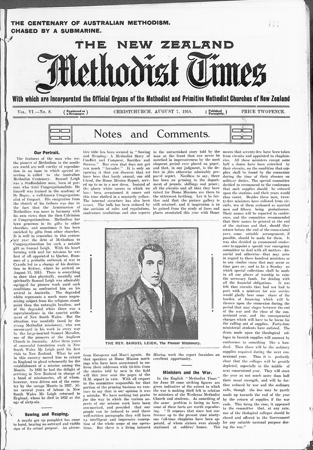 The New Zealand Methodist Times: 7th August 1915