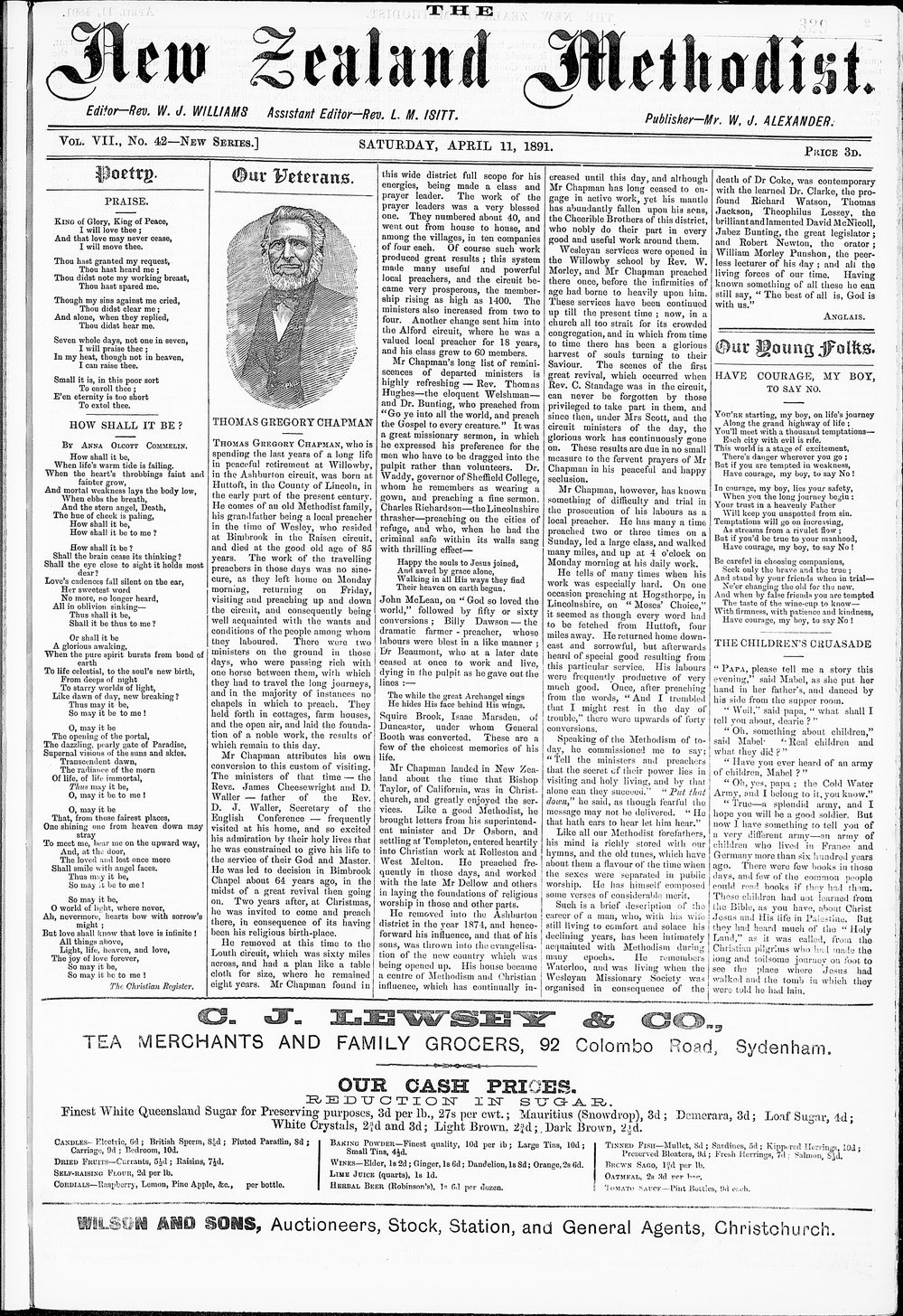 The New Zealand Methodist Times: 11th April 1891
