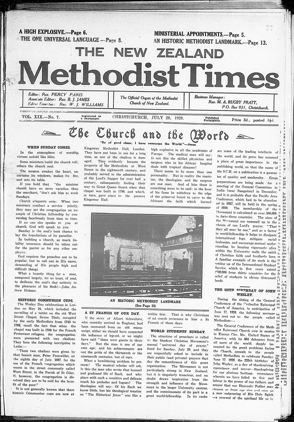 The New Zealand Methodist Times: 28th July 1928