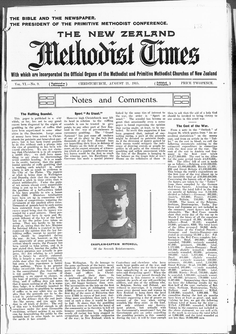 The New Zealand Methodist Times: 21st August 1915