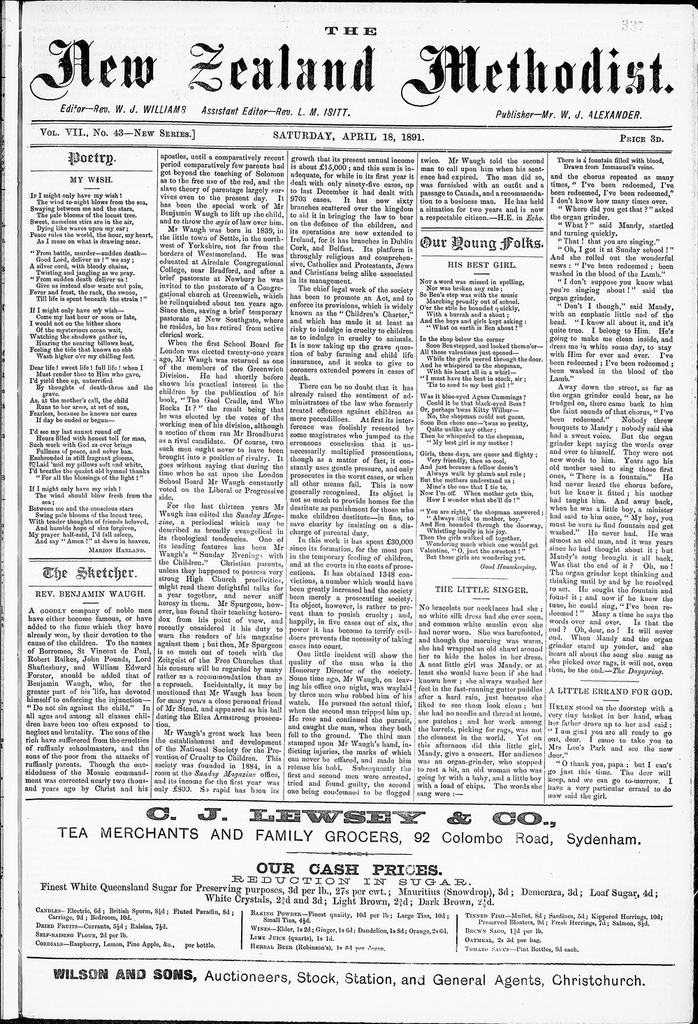 The New Zealand Methodist Times: 18th April 1891