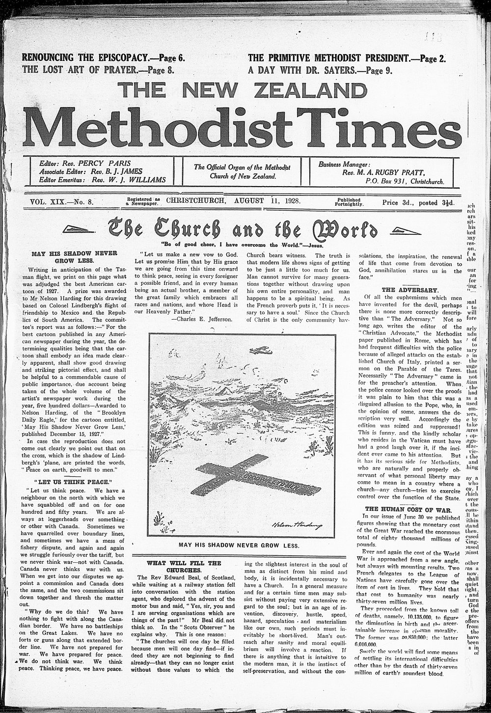 The New Zealand Methodist Times: 11th August 1928
