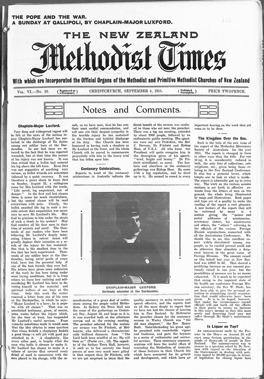The New Zealand Methodist Times: 4th September 1915