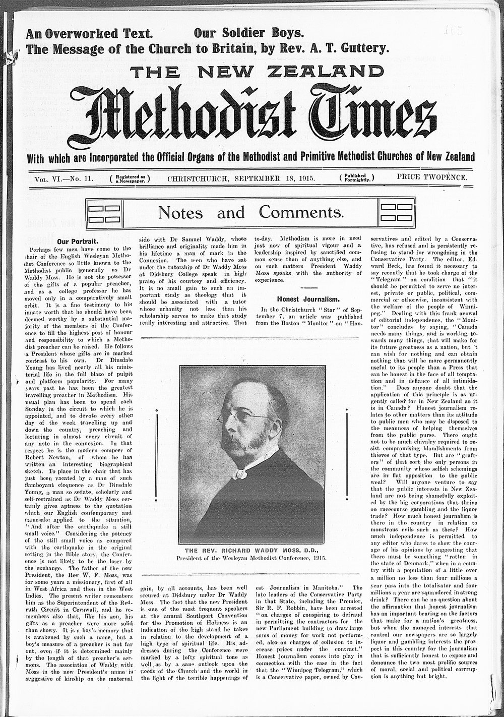 The New Zealand Methodist Times: 18th September 1915
