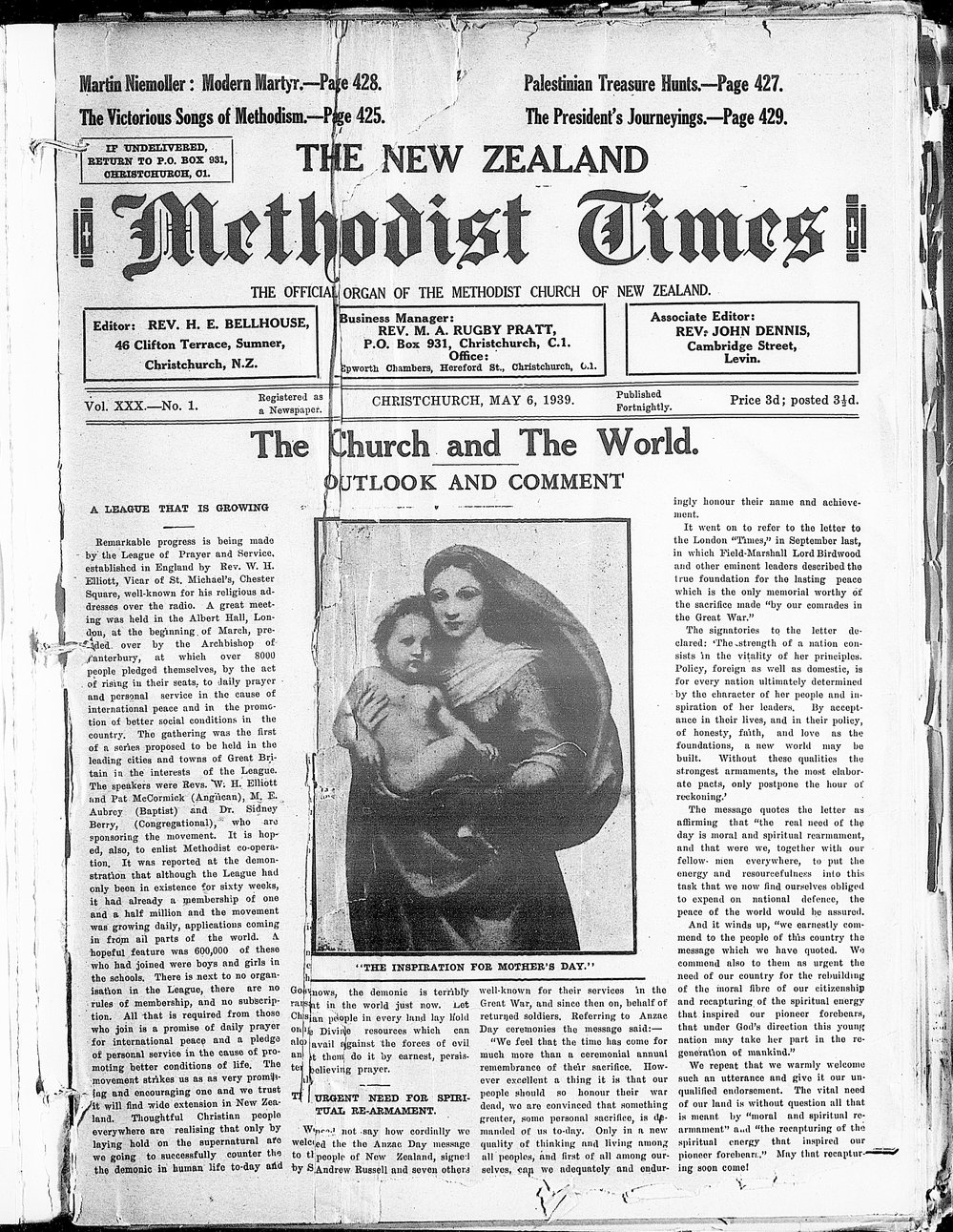 The New Zealand Methodist Times: 6th May 1939