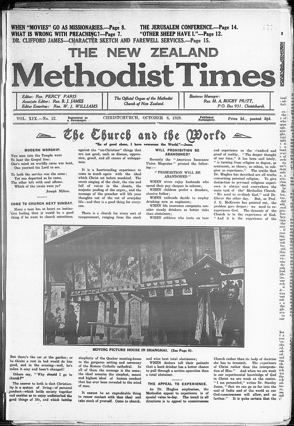 The New Zealand Methodist Times: 6th October 1928