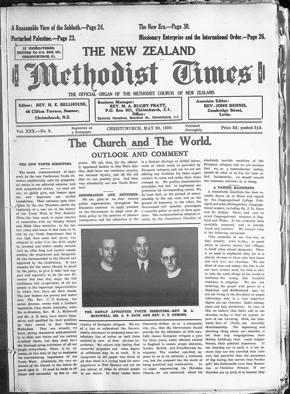 The New Zealand Methodist Times: 20th May 1939