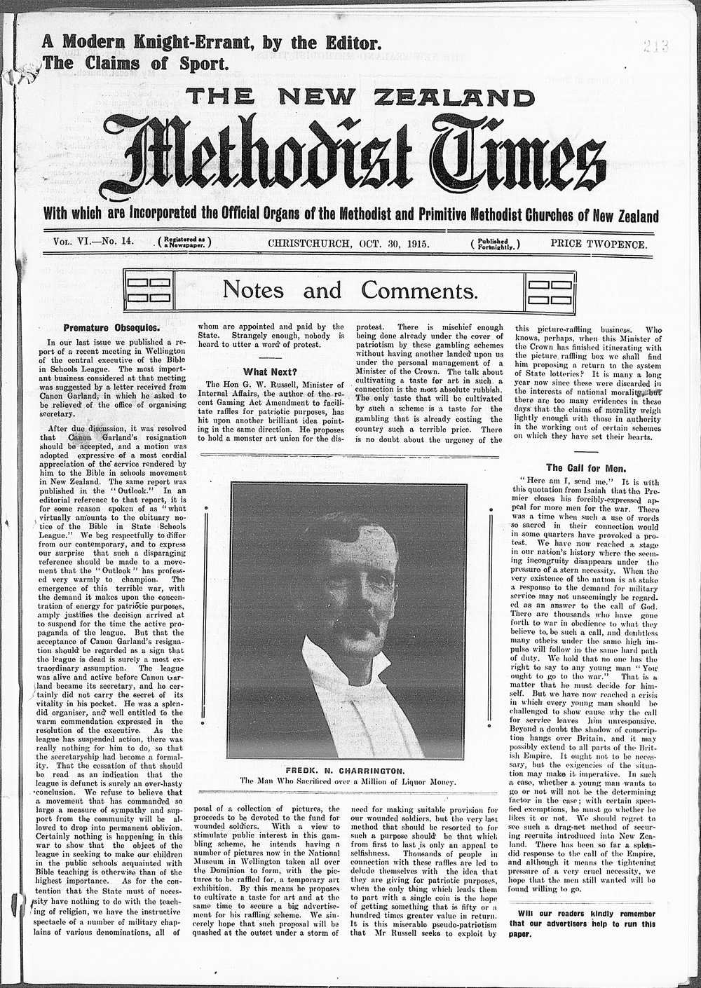 The New Zealand Methodist Times: 30th October 1915