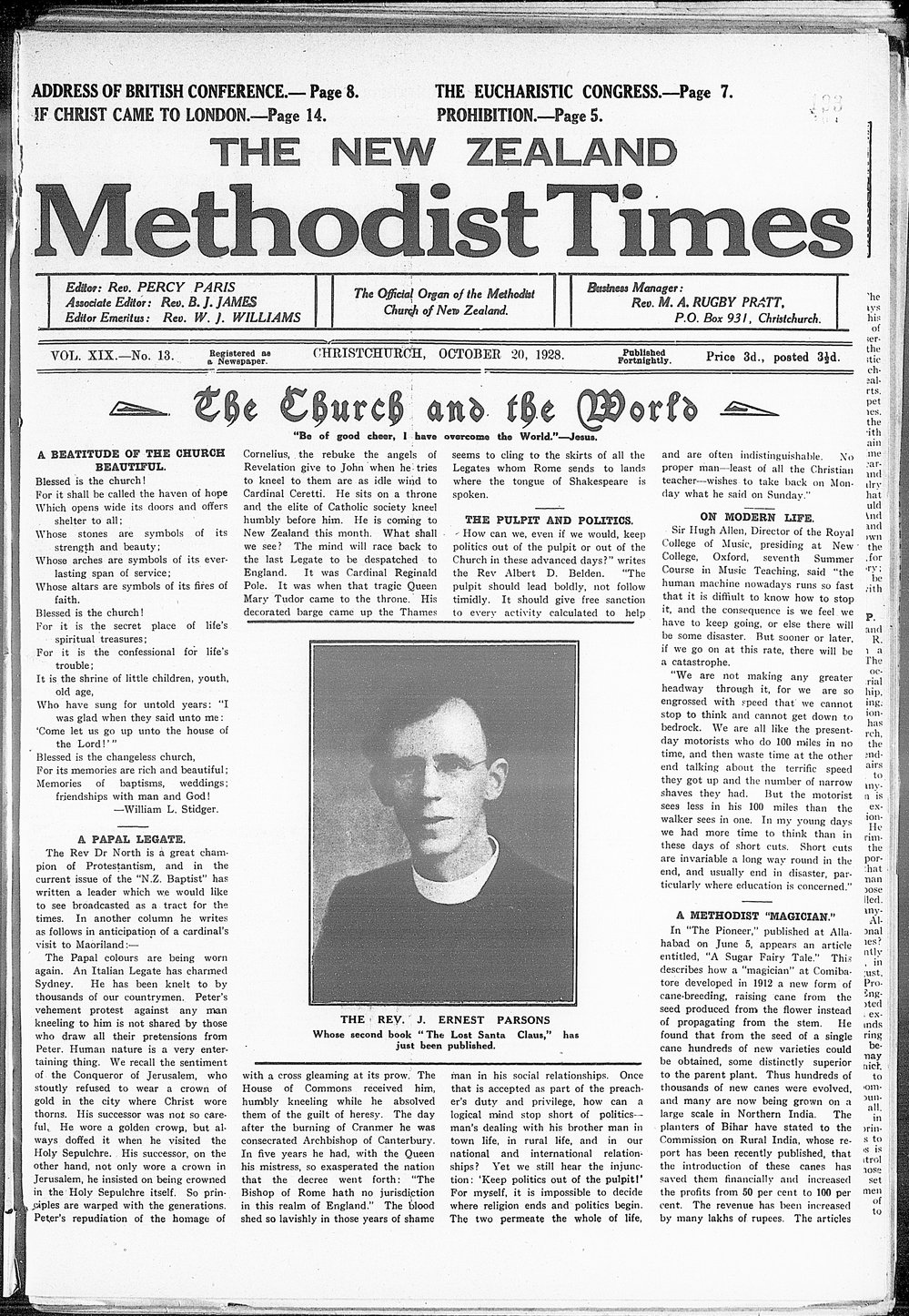 The New Zealand Methodist Times: 20th October 1928