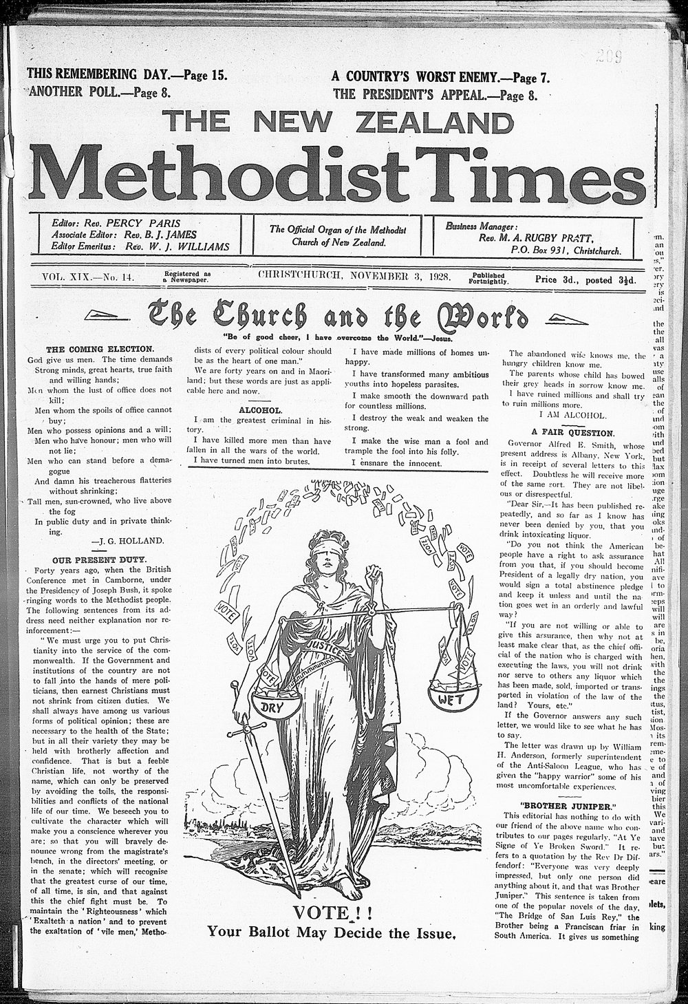 The New Zealand Methodist Times: 3rd November 1928